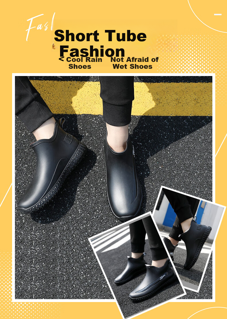 FOOTOPPO Rain Boots for Men, Water Shoes, Short Rain Boots, Adult Waterproof Shoes, Rubber Boots, Construction Site Non-Slip Boots, Low-Top Overshoes, Water Boots 1