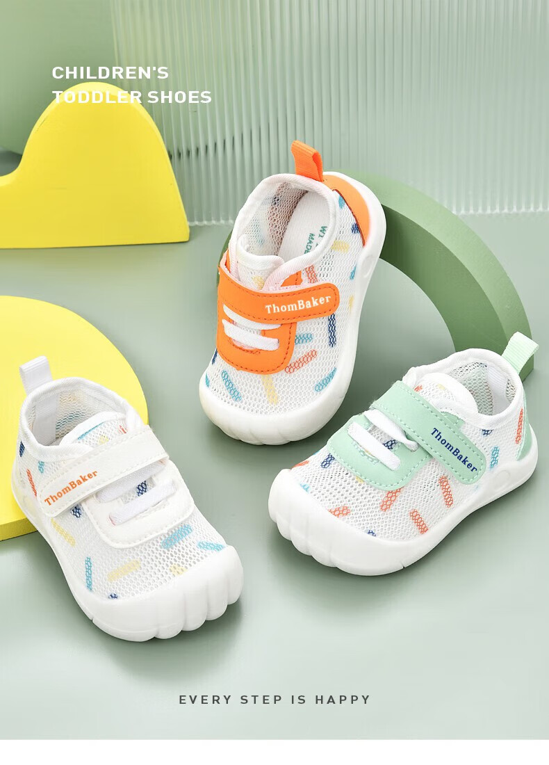 ThomBaker Baby Boy Walking Shoes, Mesh Shoes, Infant Shoes, Spring And Summer Thin Style, Soft Sole, Non-Slip, for Girls Aged 0-1 Years Old, Moon Blue, Size 19 9