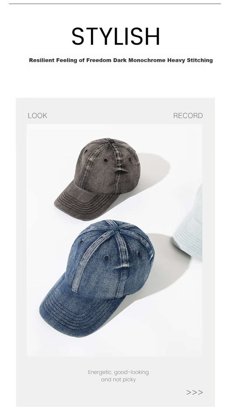 FANCET Baseball Cap for Women, Washed Denim Style Hat, Korean Version Large Head Circumference Sports Cap for Men, Duck Tongue Cap, Couple's Hat 4