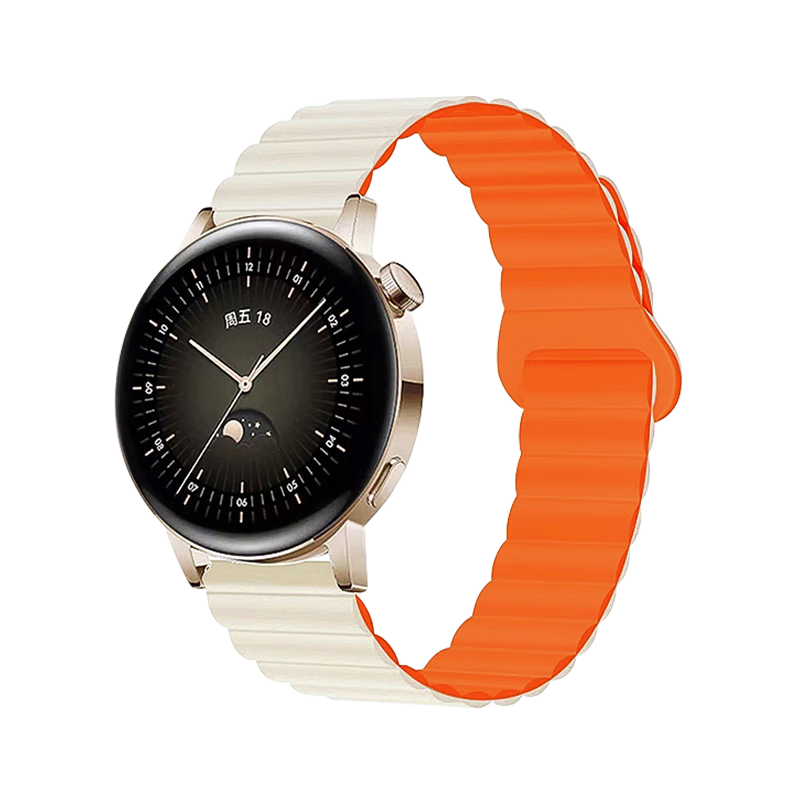 MSSM Compatible Silicone Magnetic Loop Strap for Huawei Watch GT6/5/4/3/2/GT6pro/5pro/Watch5/4pro [Starry Orange] 41mm Dial 18mm