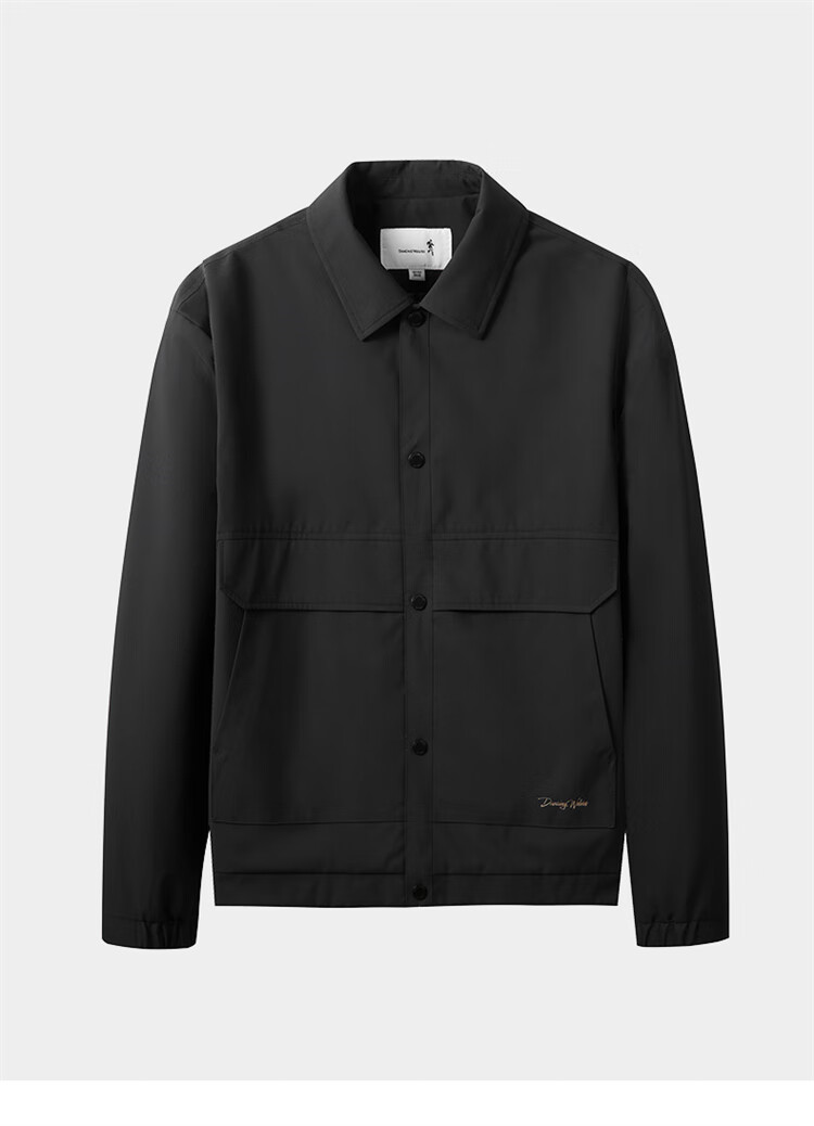 DANCING WOLVES [4A Grade Waterproof] Workwear Lapel Outdoor Waterproof Jacket Fleece-Lined Coat for Men, 001 Black, 2XL (185) 1