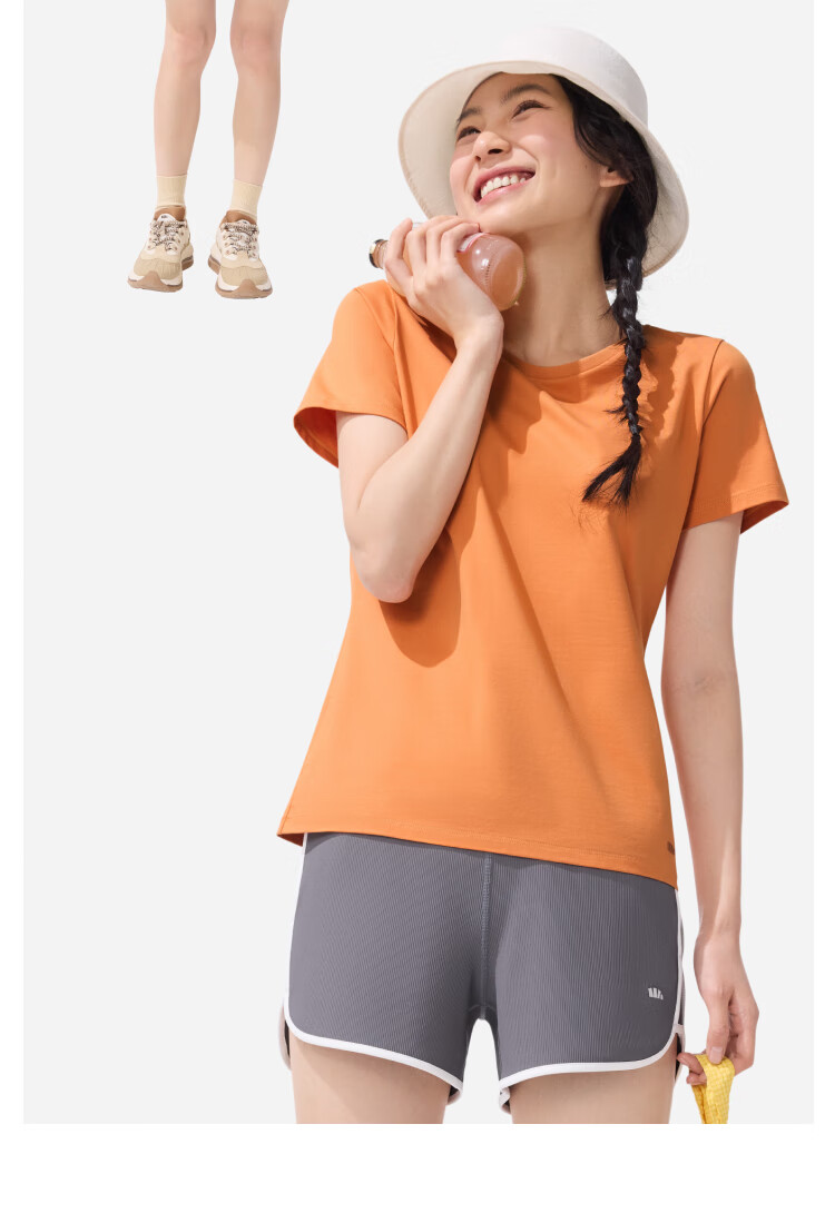 Beneunder Women's White Short Sleeve T-Shirt, Cotton Sweat-Absorbing Base Shirt, Spring High-Quality Versatile CT005, Light Gray Beige XXL 15