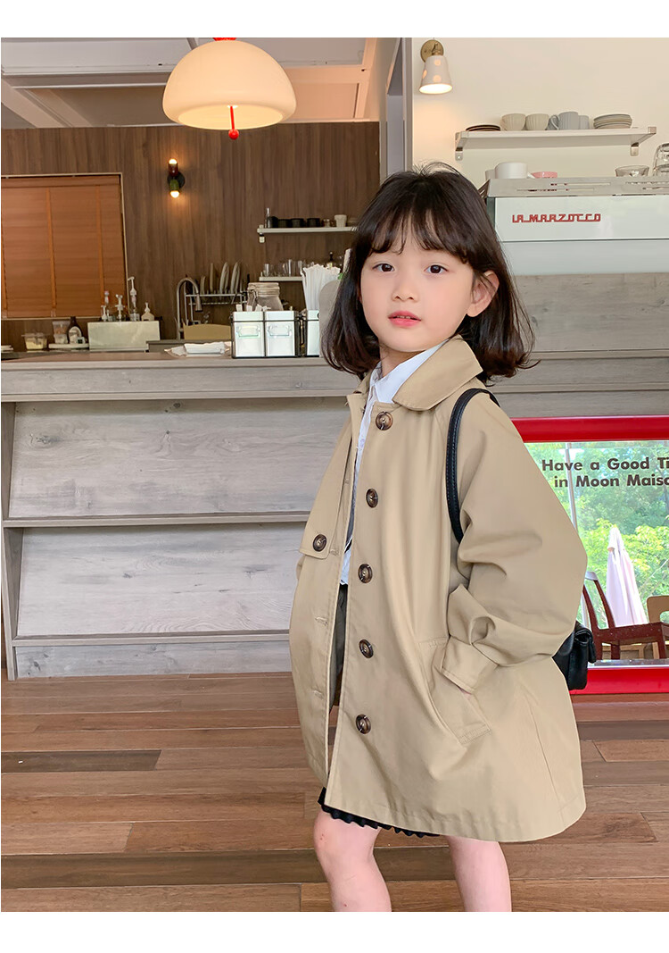 Budinghalu Girls' Jacket, Spring And Autumn Style, Children's Fashionable Versatile Windbreaker, Mid-Length, for Older Children, Casual Korean-Style Top, Trendy 14