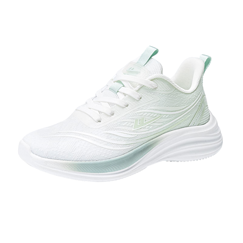 Huili Mesh Shoes for Women, Breathable And Lightweight Running Shoes for Spring And Autumn, Comfortable Shock-Absorbing Casual Sports Shoes, White And Green, Size 37
