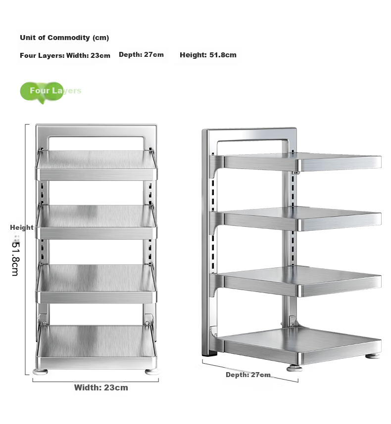 Shuaishi Kitchen Storage Rack, Stainless Steel Pot Rack, Cookware Organizer, Under-Sink Shelf, Multi-Layer Pot Rack inside Cabinets 15