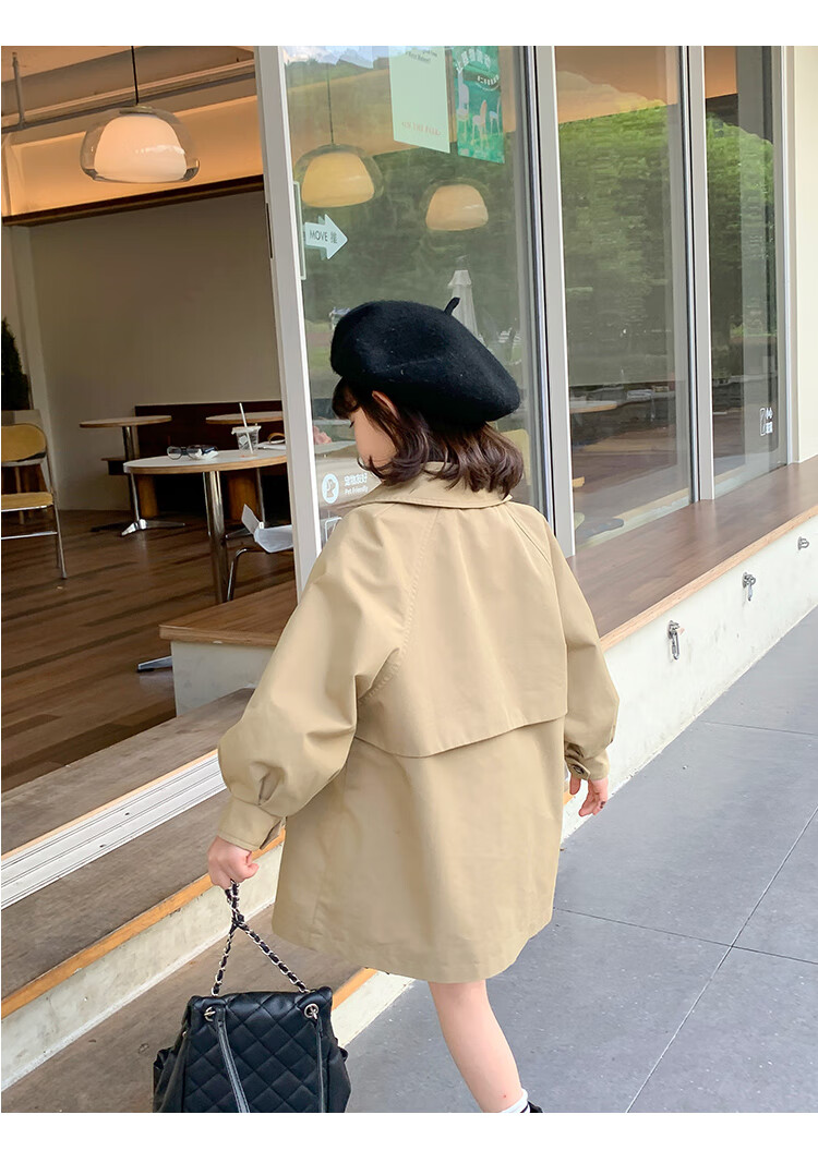 Budinghalu Girls' Jacket, Spring And Autumn Style, Children's Fashionable Versatile Windbreaker, Mid-Length, for Older Children, Casual Korean-Style Top, Trendy 21