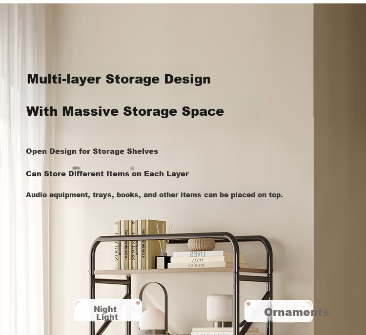 Yicainianhua Internet-Famous Bookshelf, Floor-Standing Storage Rack, Mobile Metal Steel-Wood Storage Shelf, Printer Stand 4387 - with Mobile Wheels 7