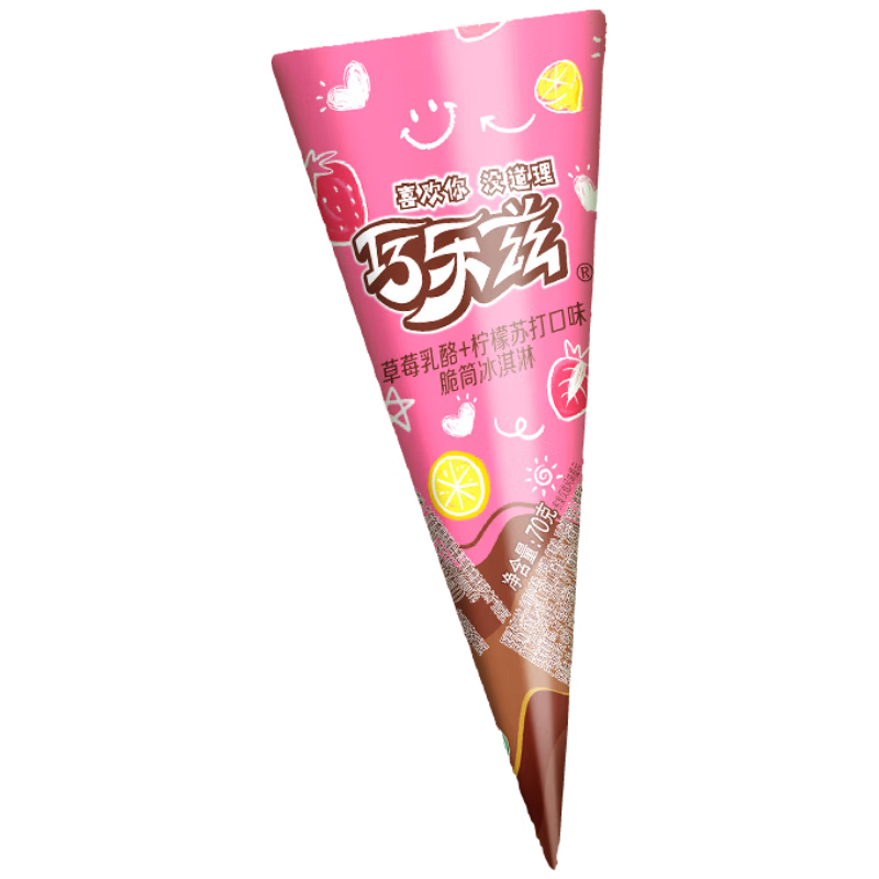 伊利巧乐兹草莓乳酪柠檬口味脆筒冰淇淋70克/支*4支
