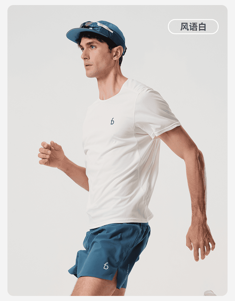 Flipbelt [Silver Ion T] Men's Short-Sleeve Summer Breathable Sports Casual Fitness Top Running Ice Blue, XS 11