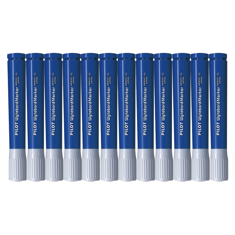 PILOT Water-Based Erasable Whiteboard Marker, Large Capacity M Chisel Tip Marker Pen for Logistics Marking, WBMAR-12L Blue, Pack of 12