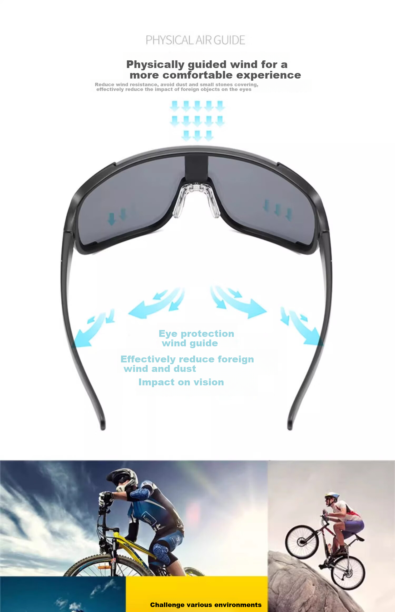 GOGOSOON Hiking Cycling Glasses for Women, Outdoor Sports Windproof Sand-Proof Goggles, Large Frame Sunglasses, UV Protection, Sun Protectio 4
