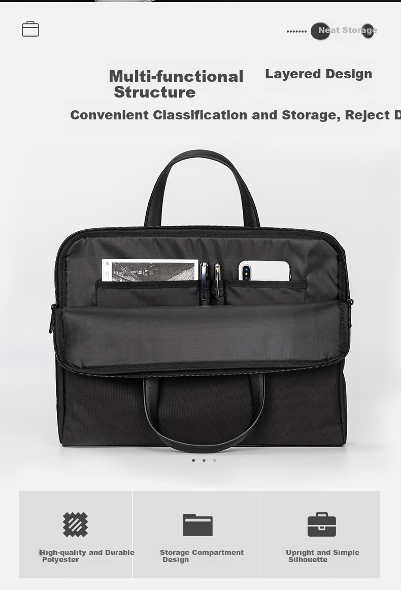 Youbili Briefcase, Handheld Zipper Business Bag, Conference Bag, Document Folder, Men's Style Business Office Supplies File Bag, Multifunctional Laptop Bag 8351 5