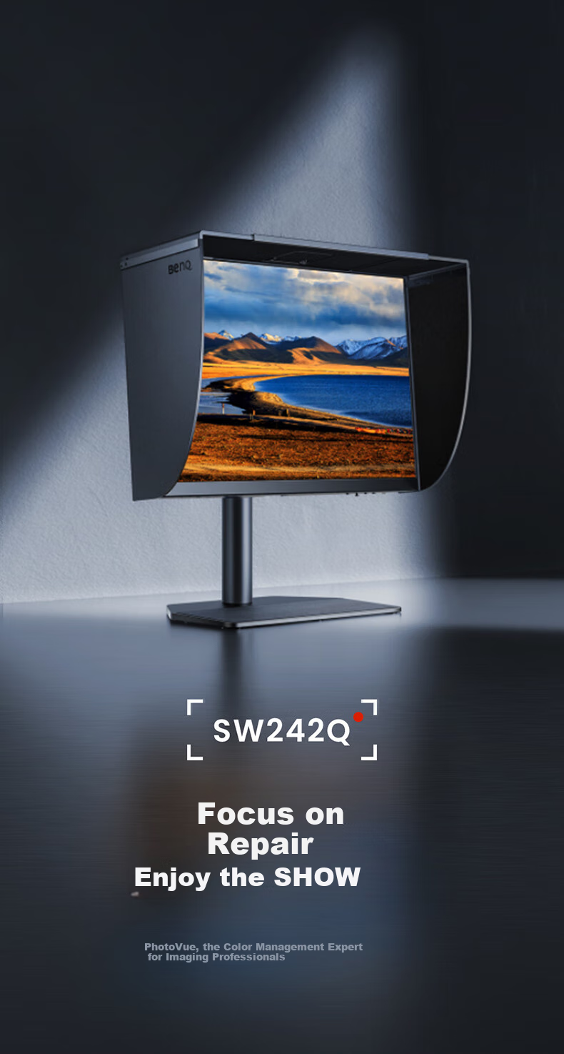 BenQ SW242Q, 24.1-Inch 2K 16:10, Type-C 90W Power Supply, Hardware Color Calibration, Professional Photography Retouching, Video Post-Production Monitor 4