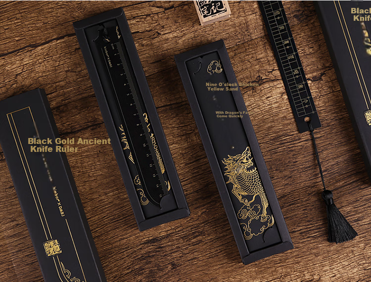 Kinbor Grave Robbers' Chronicles Black Gold Ancient Sword Steel Ruler 15cm Student Exam Special Straight Ruler Scale Ruler Measurement Drawing Stationery Back-To Essential - DT57231 4