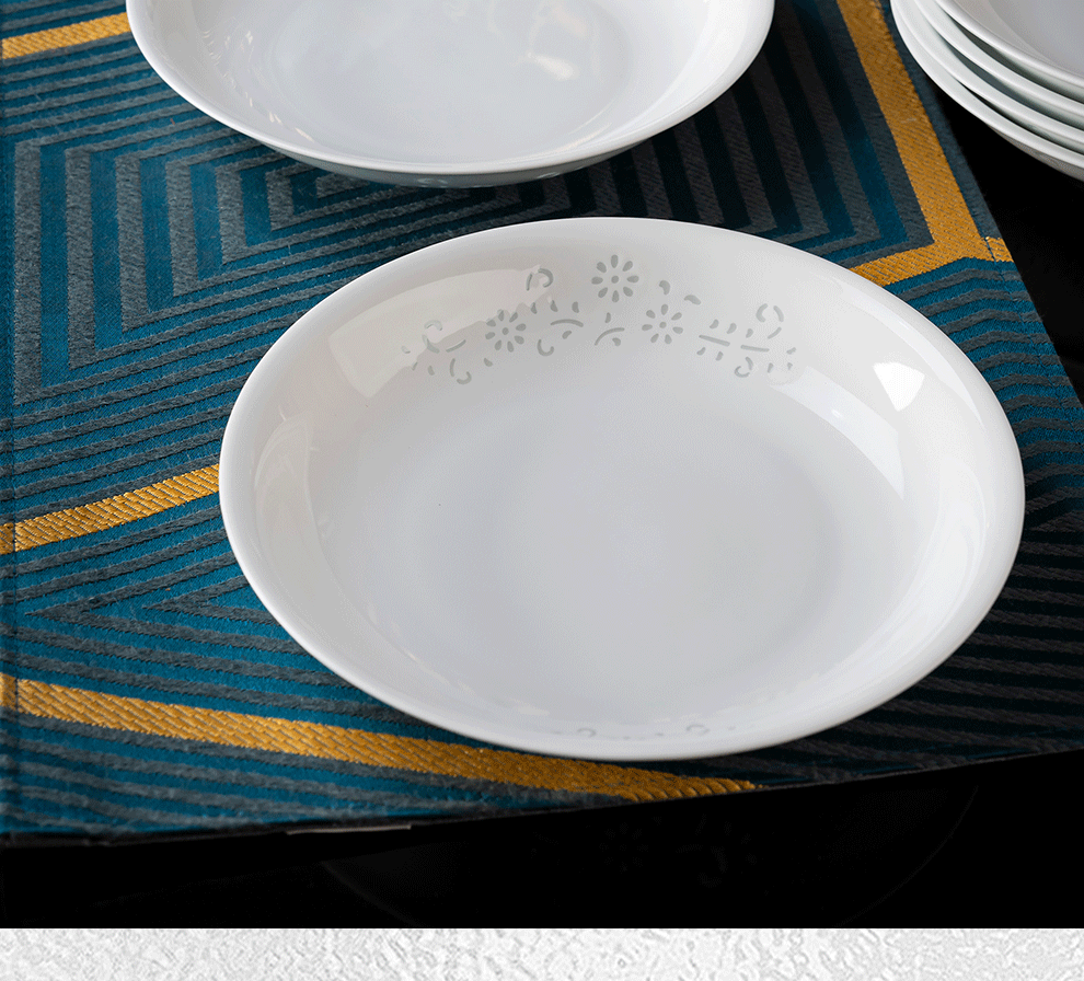 Jingde Story Jingdezhen Exquisite Porcelain 6-Inch Shallow Plate Set of 4 Home Ceramic Tableware Cold Dish Plate Fruit Snack Dish 1