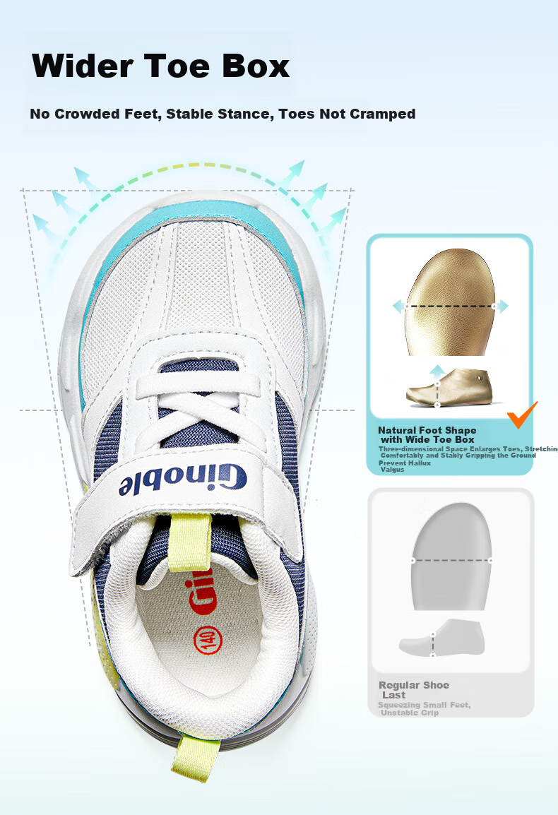 Ginoble Toddler Shoes for 18 Months to 5 Years Old Boys And Girls, Retro Trendy Children's Shoes, Spring 2025 GW1696 Bright White/Night Shadow Blue 5