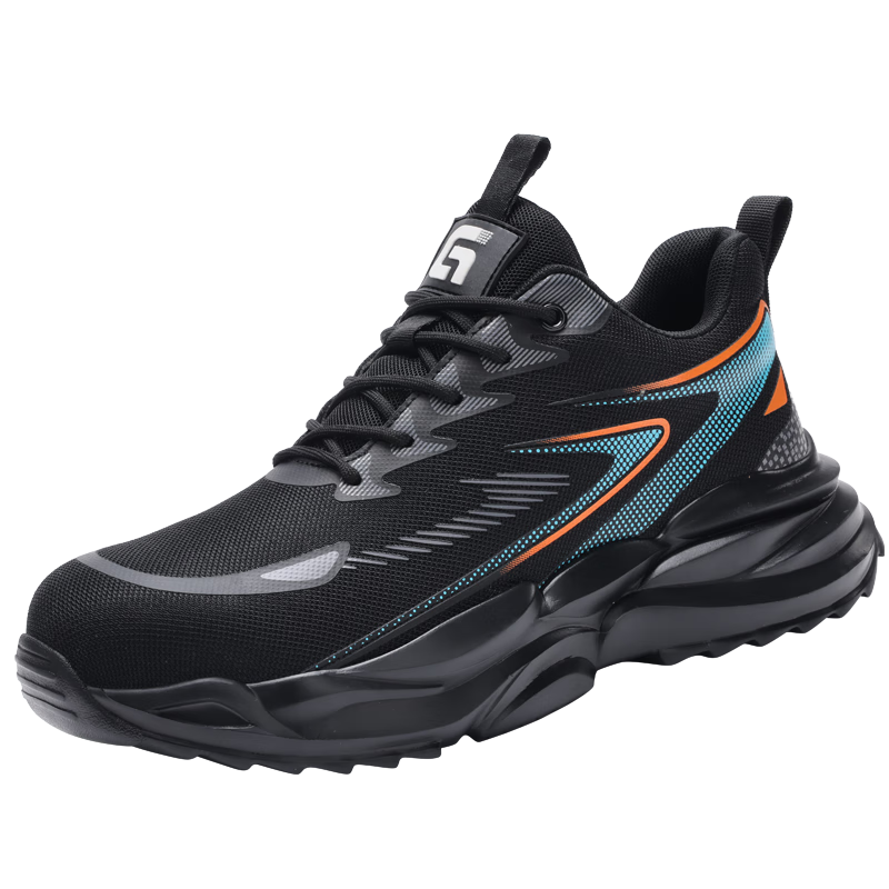 JUNBU Safety Shoes for Men, Summer Breathable Steel Toe Cap, Anti-Smashing, Puncture-Resistant, Soft Sole, Safety Work Site Shoes F118 Size 42