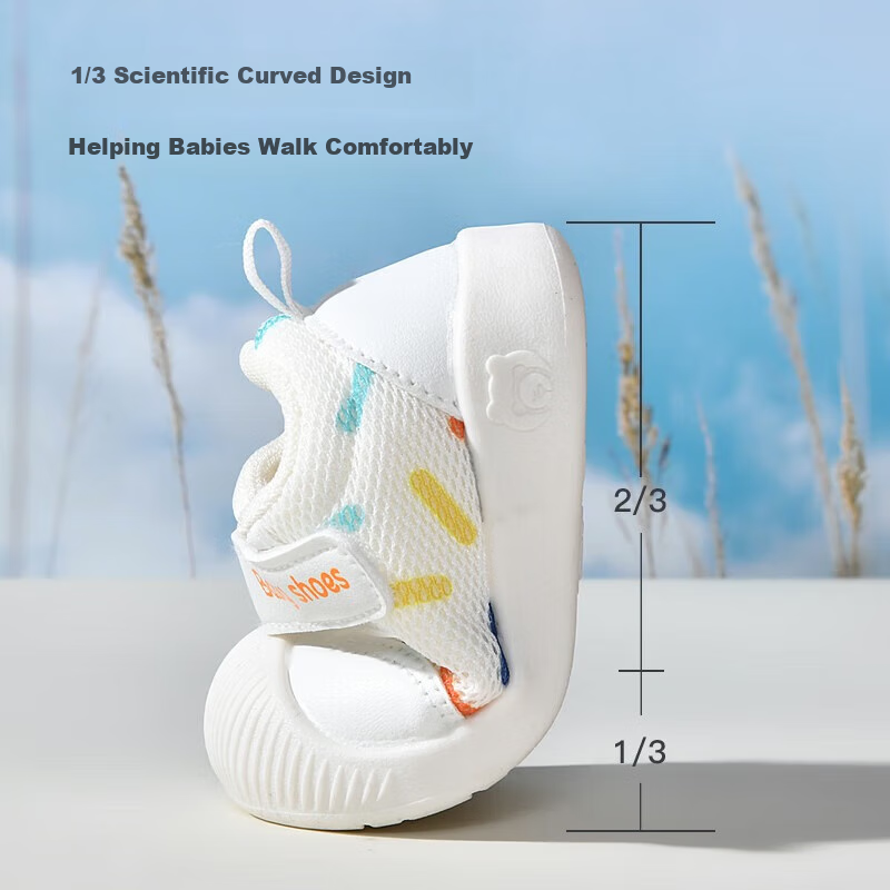 ThomBaker Baby Walking Shoes Spring Style, Non-Slip Breathable Mesh Toddler Shoes for Boys And Girls, Functional Shoes, Orange Colorful 16 4