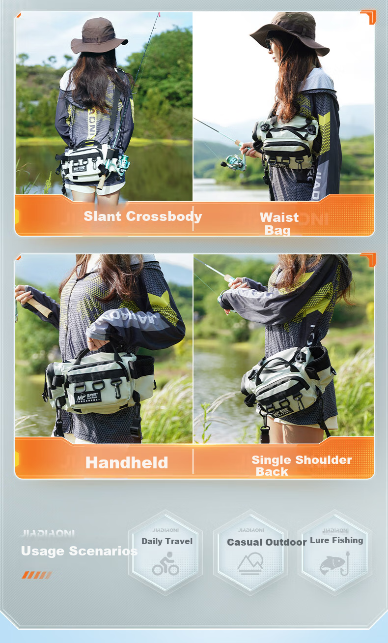JIADIAONI Lure Fishing Bag, Multifunctional Waist Pack, Fishing Tackle Bag, Single Shoulder Crossbody, Specialized Lure Fishing Tackle Storage Bag 6