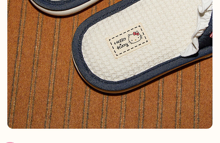Gukoo Women's Slippers, Spring And Summer HelloKitty New Style Flat Ladies Home Linen Slippers, Dark Denim Blue, Size 36-37 9