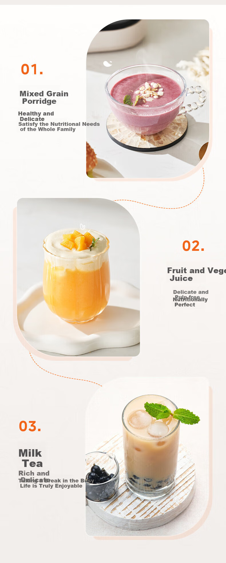 Midea High-Speed Blender, Home Soy Milk Maker, Detachable Multi-Function Food Processor, 1.75L Juicer for 3-5 People, Mixer, Baby Food Maker, Anti-Scalding BL1587 12