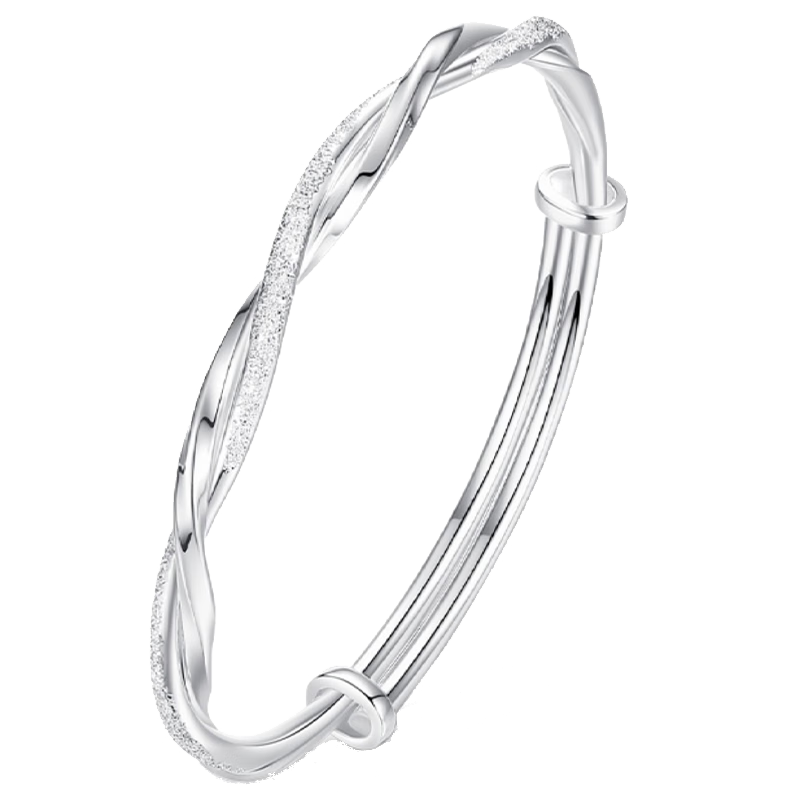 Chow Tai Fook Mobius Bracelet Women's Light Luxury High-End Young Style Silver Plated Bangle Mother's Day Gift for Mom
