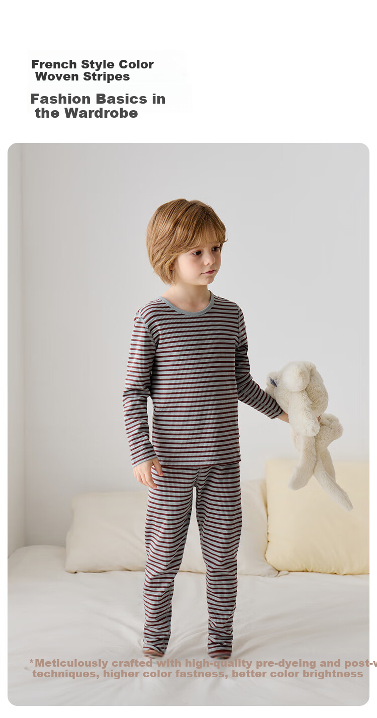 Junejunior [Under Babylove Brand], Children's Home Wear Set, Spring And Autumn, Boys And Girls Modal Underwear, Air Conditioning Clothing 7