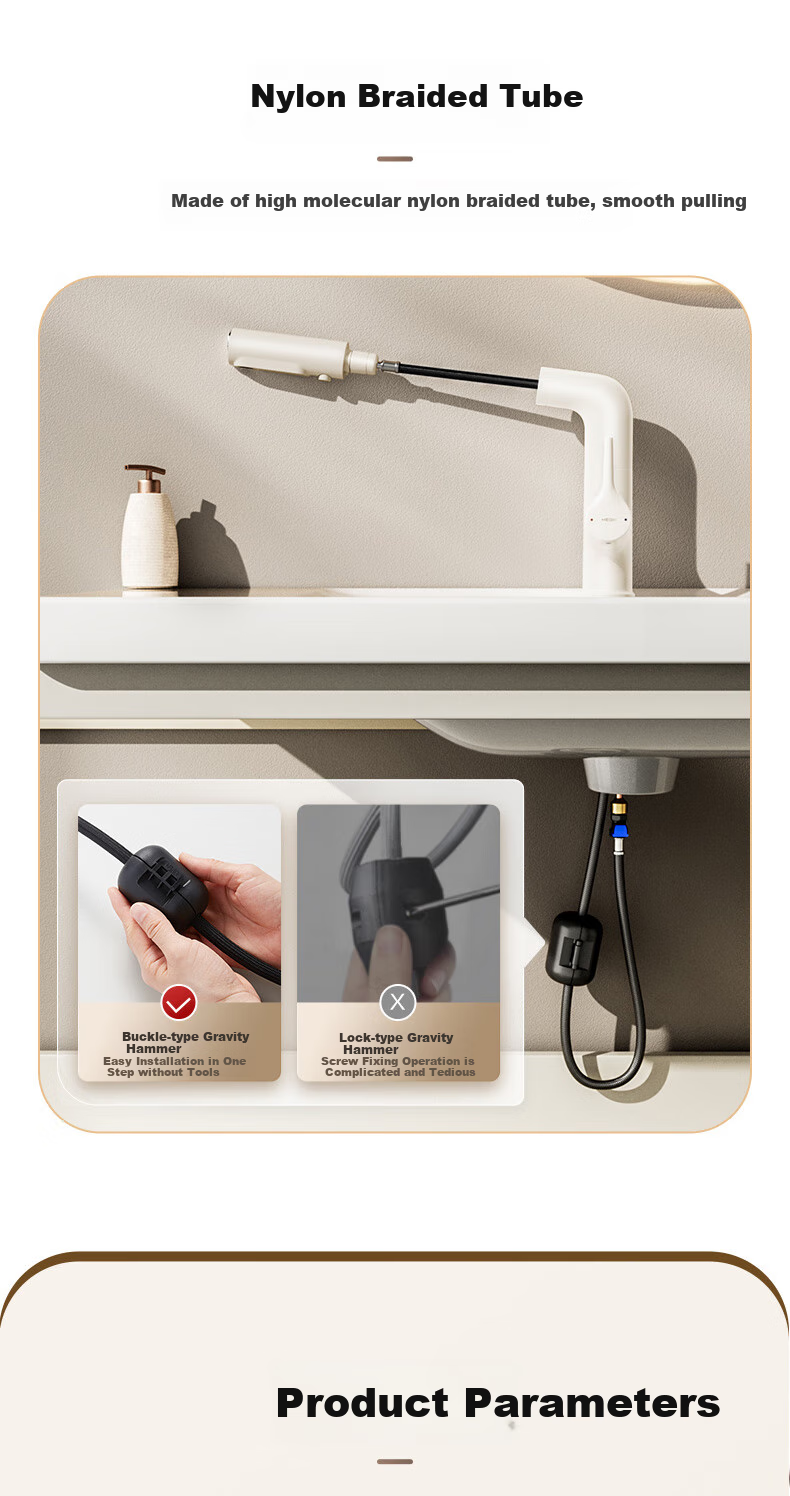 HEGII Pull-Out Basin Faucet, Three-Water Outlet Bathroom Lifting Rotating Hot And Cold Water Tap HMF927-115 12