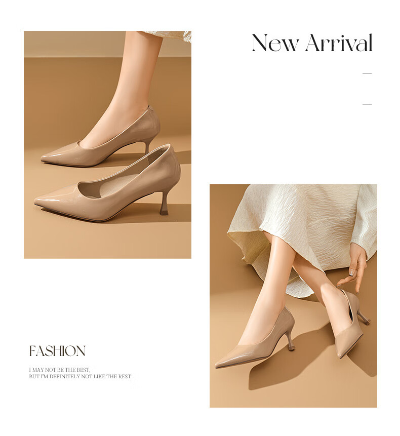 DAPHNE Nude High Heels for Women 2025, French Thin Heel Pumps for Dresses, Pointed Toe Commuter Leather Shoes for Women, Skin Color, Size 38 11