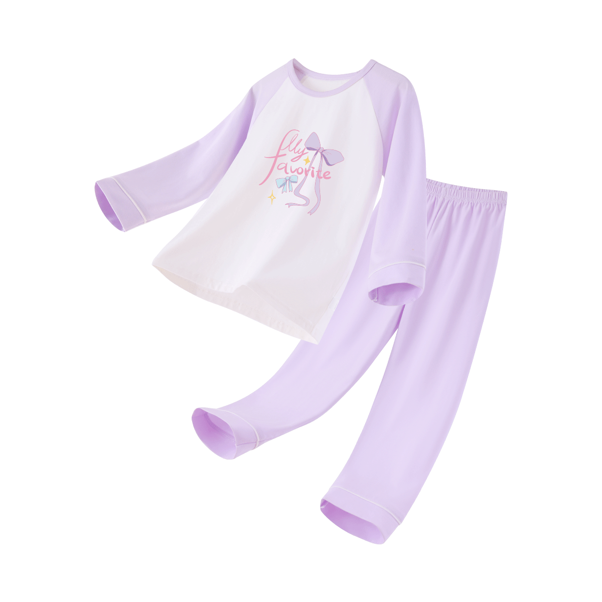DEESHA [95% Cloud Cotton] Children's Pajamas, Girls' Autumn And Winter Long-Sleeve Home Wear Set, Girls' Round Neck Air Conditioning Clothes