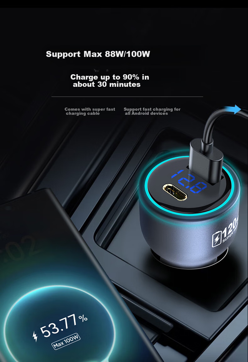 Newsmy Car Charger with Full Protocol Super Fast Charging Cigarette Lighter Adapter Dual USB [88W/120W+30W] 5