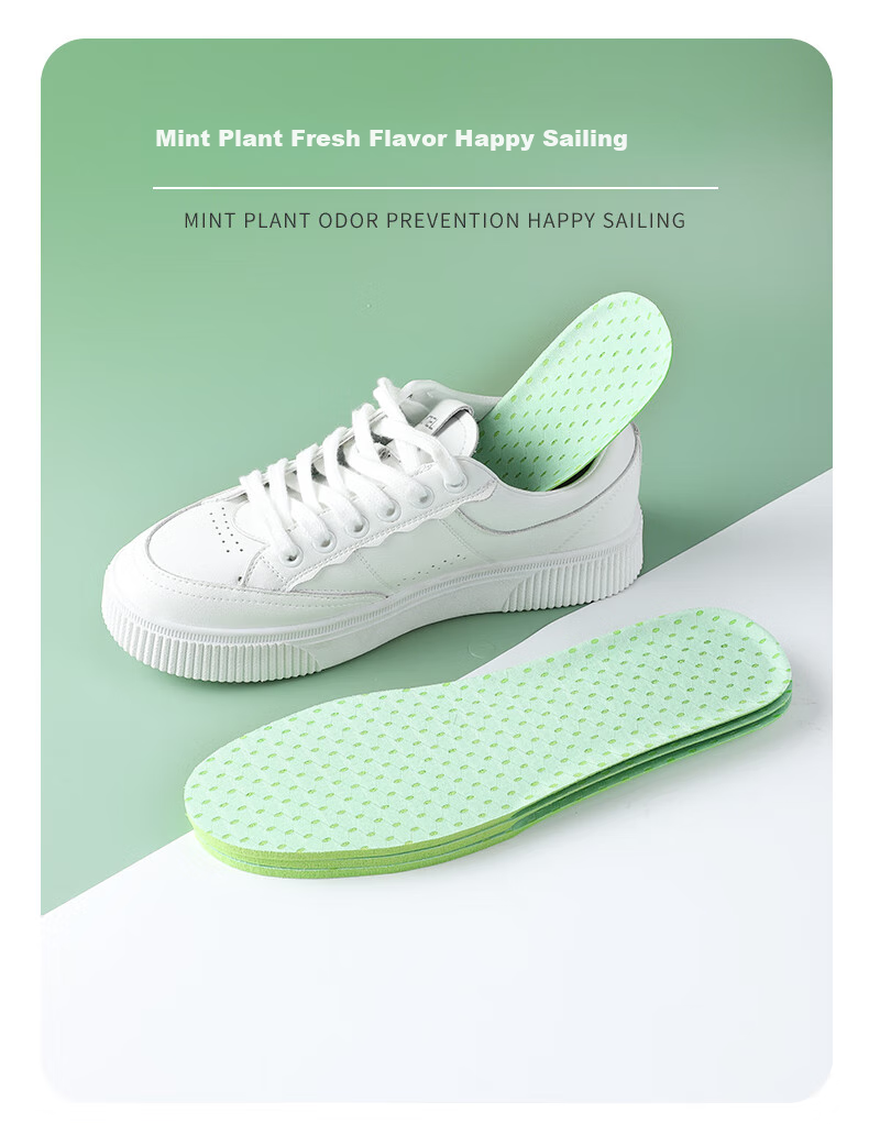 FOOTOPPO Mint Deodorizing Insoles for Men, Odor-Resistant Fragrant Sports Sweat-Absorbing Breathable Work Safety Shoes Long-Lasting Antibacterial Insoles Ultra-Soft Women's 15