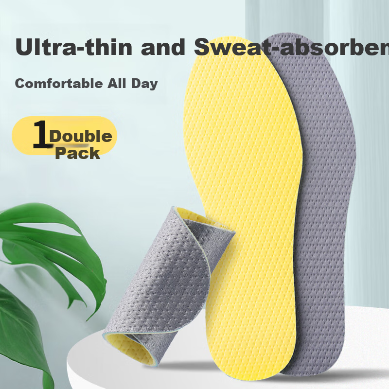 FOOTOPPO Antibacterial Latex Insoles for Men, Ultra-Thin Soft Sole Insoles, Summer Military Training Sweat-Absorbing Sports Basketball Running Shock-Absorbing Insoles