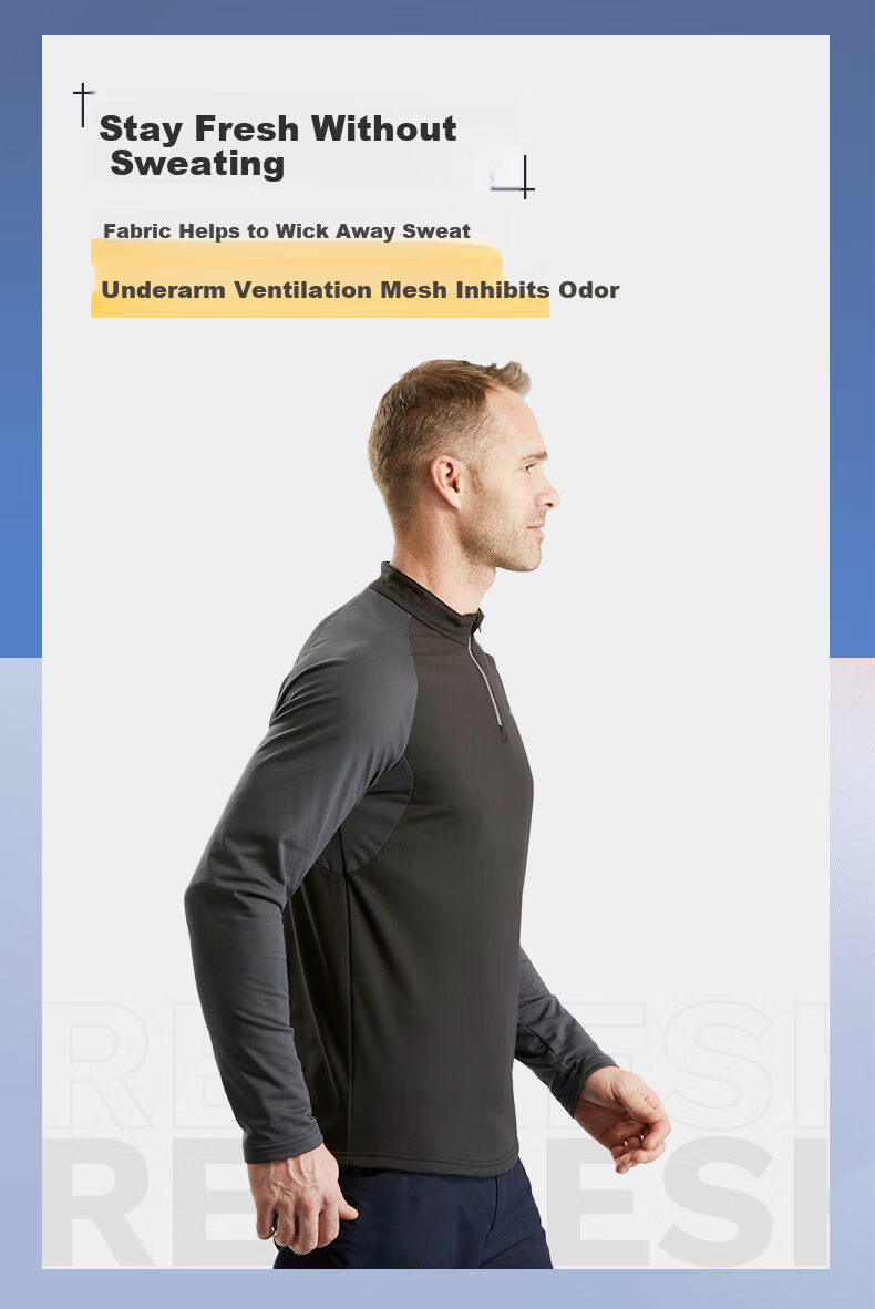 DECATHLON Outdoor Long-Sleeve Warm Quick-Dry Men's T-Shirt, QUECHUA TS FOR100 MEN, Black, 2115314, S 4