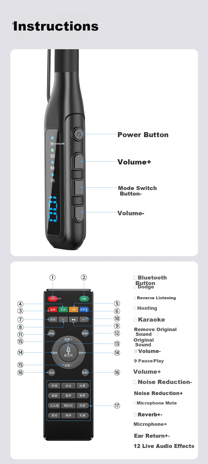 Haomuren Wireless Headphone Sound Card Microphone Live Streaming All-In Device Set, TikTok Host Specialized Singing Karaoke Microphone, Neckband Bluetooth Earphones for Mobile Phones 9
