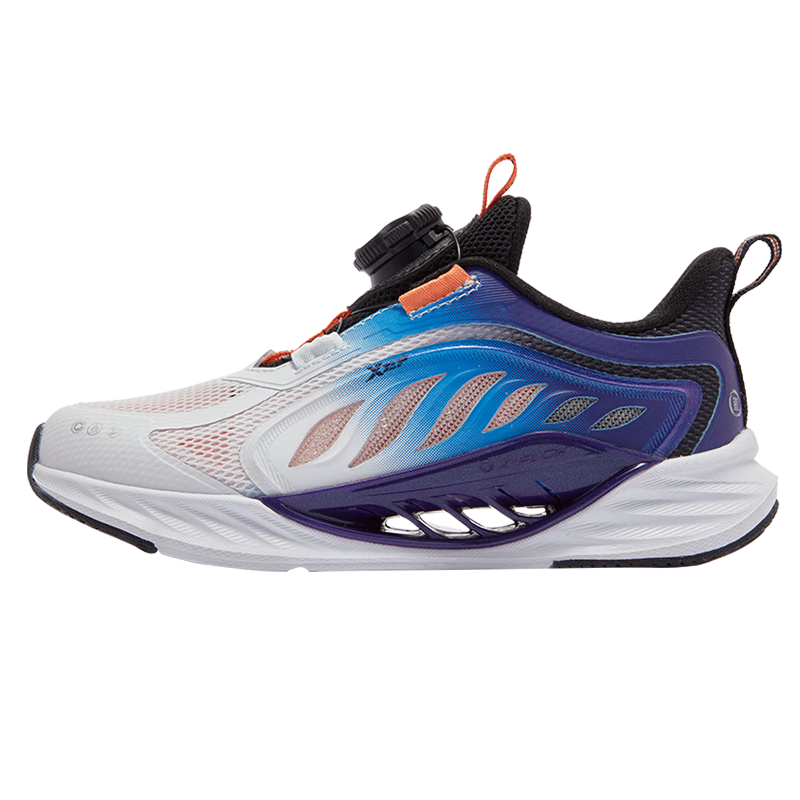 XTEP Hydrogen Wind 8.0 Kids Boys Toddler Rotating Buckle Running Shoes White/Indigo Purple/Beijing Blue Size 27