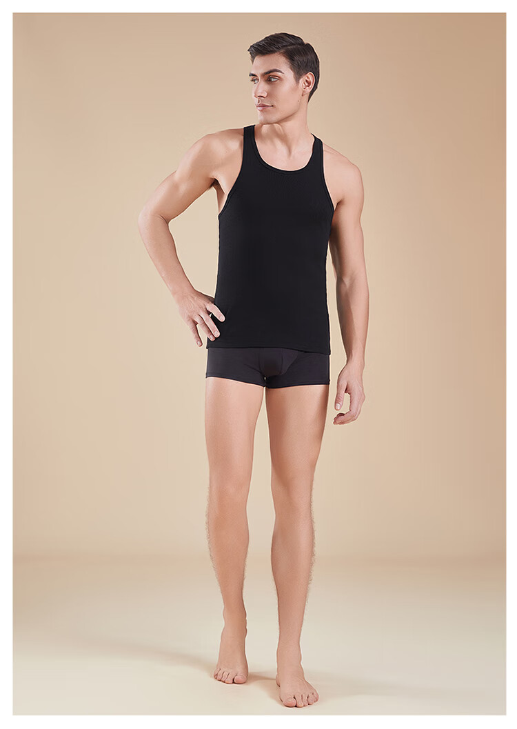 Hosa Men's Cotton Undershirt, Breathable Sports Tank Top, Round Neck, Slim Fit, High Elasticity Sleeveless Tee for Summer 8