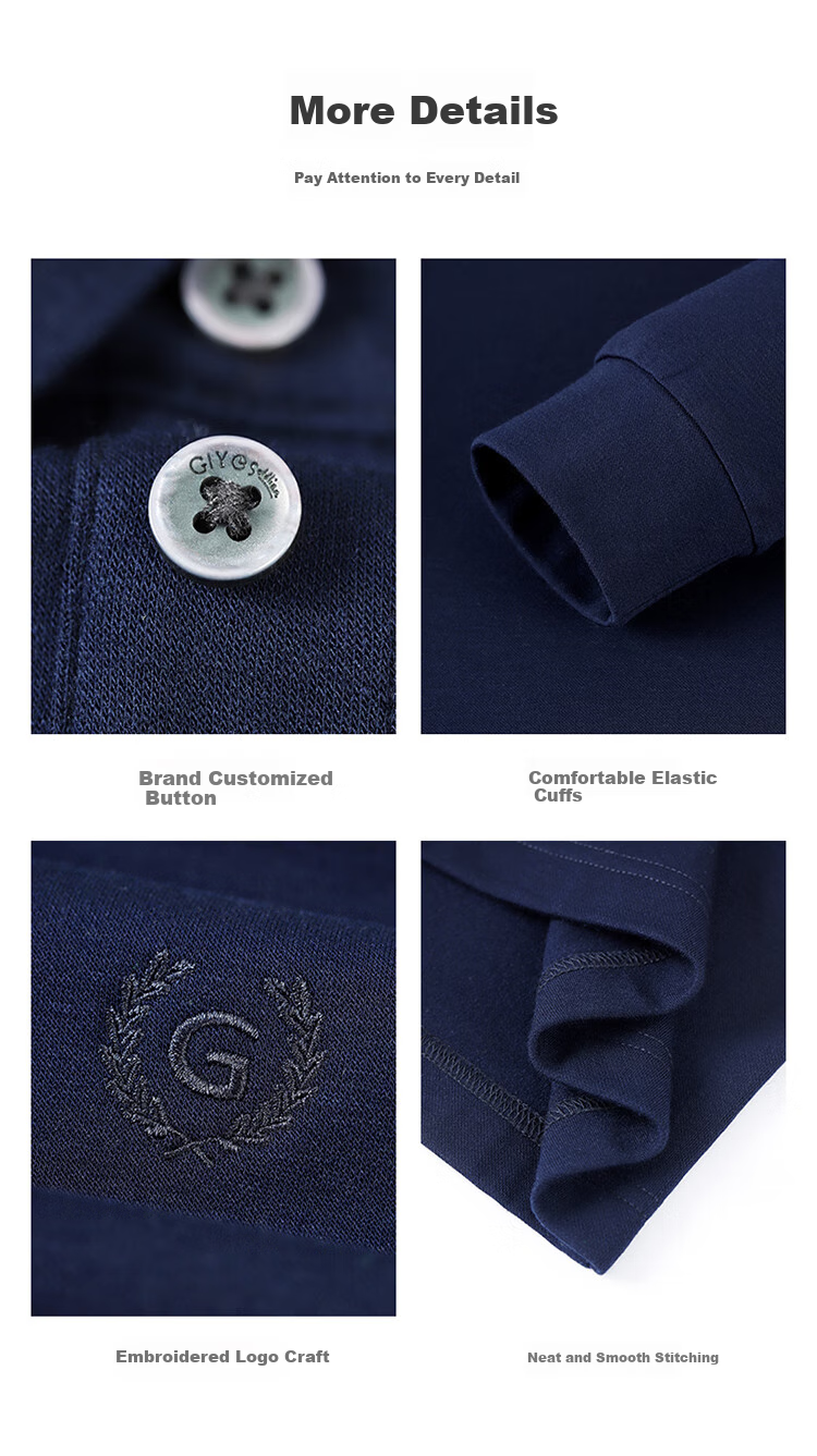 Goldlion GY [Contains Wool] Men's Long-Sleeve Polo Shirt, Spring And Autumn Men's Clothing, Soft Seamless Top, Black, 2XL 9