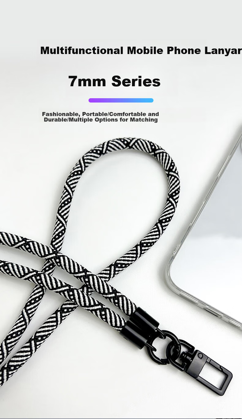 ALittleFlower Phone Lanyard, Neck Strap, Crossbody Strap, Thickened Accessory Case, Outdoor Anti-Theft Cord, Sports Travel Camera Phone Chain, Suitable for Huawei Mate 80/X7 Series, Zebra White Long 1