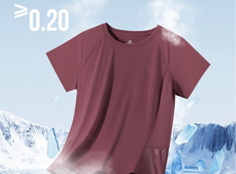 361° Women's Short-Sleeve Summer Clothing, New Cool-Feeling T-Shirt, Sun Protection Shirt, Ice Silk Athletic Running Top 662524116-2 12