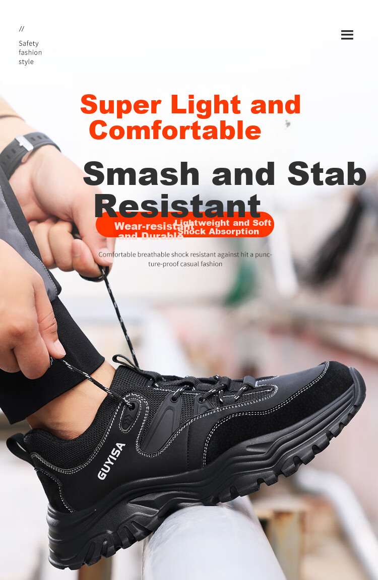 GUYISA Safety Shoes for Men, Summer Breathable, Electrician Insulated, Anti-Smashing, Puncture-Resistant, Ultra-Light Work Functional Shoes 3102KV Size 38 1