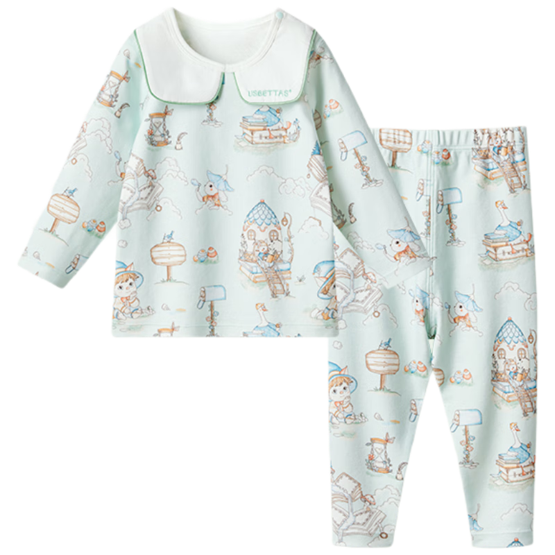 Beitaisi Children's Home Wear Set, Spring And Autumn Stylish New Design, Baby Pajamas, Pure Cotton Clothes, Class A Seamless, for Boys And Girls