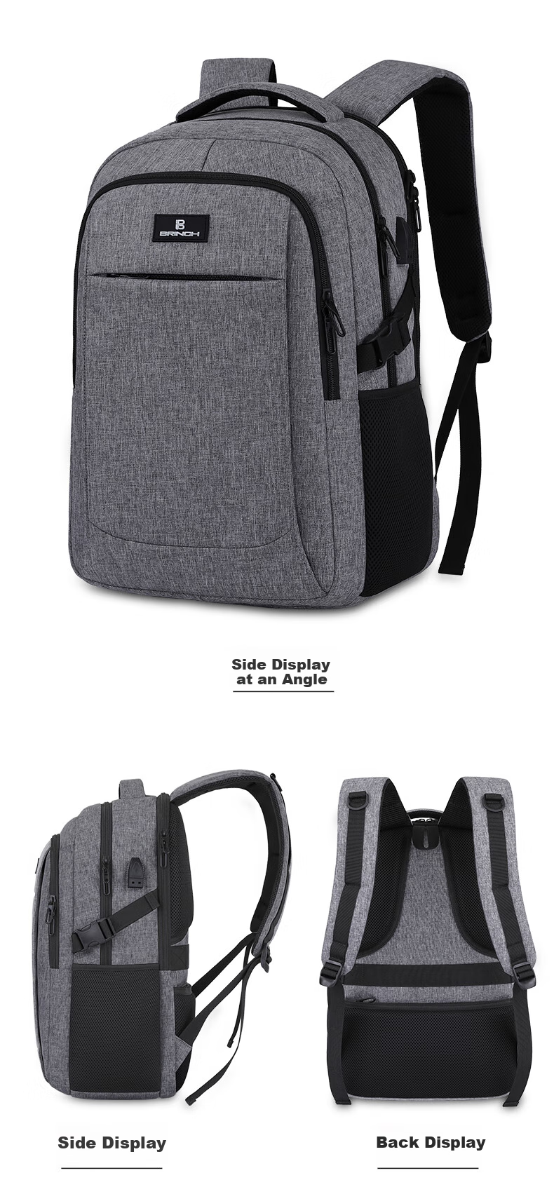 BRINCH Laptop Backpack for 15.6/16 Inch Notebooks, Shockproof Business Commute Large Capacity Schoolbag 14