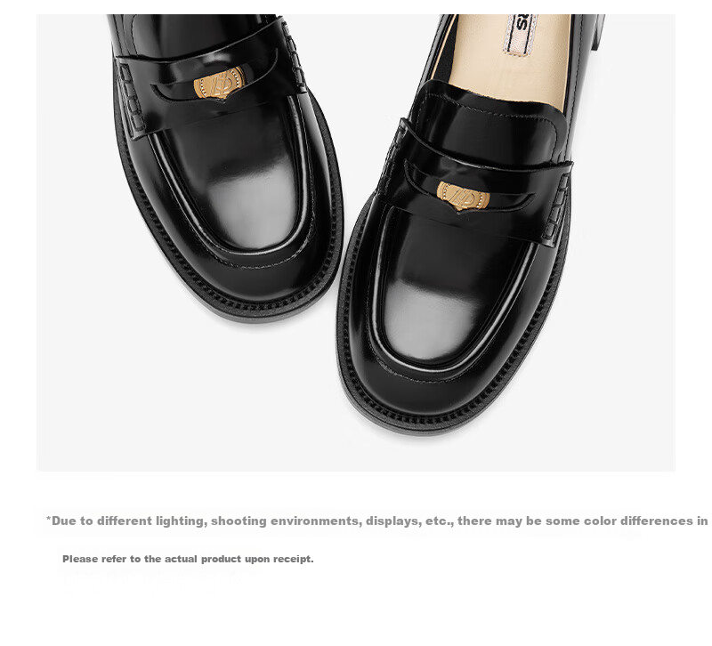 73Hours Celebrity-Inspired Women's Shoes, Wind Dile Zhang New Style Coin Loafers, Chunky Heel Leather Shoes, Fashionable Casual Women's Footwear 13