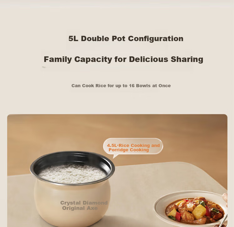 Joyoung Household Dual-Layer Electric Pressure Cooker, Non-Coated Steel Pot Electric Rice Cooker, 1600W Super High Heat Cooking Pot Y-50H310 15
