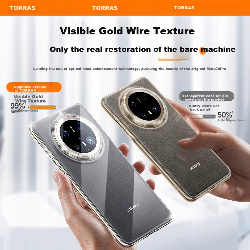 TORRAS Чехол для Huawei Mate70 Pro, прозрачный, ультратонкий, противоударный