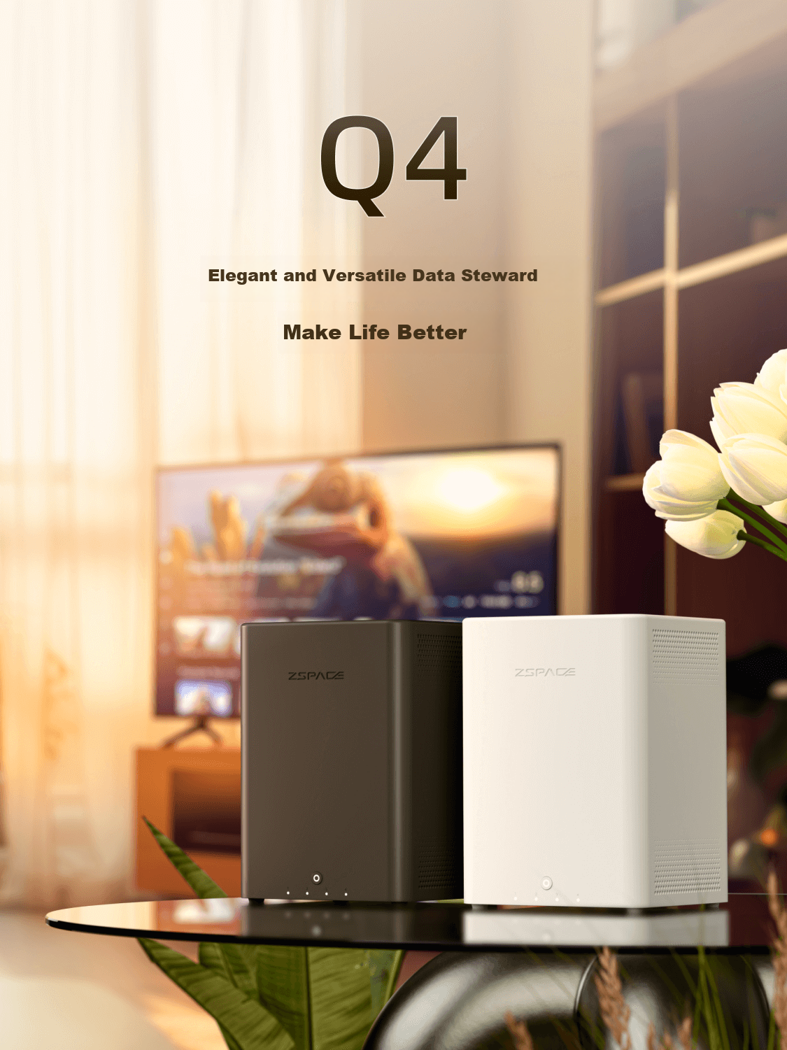 Jikongjian Family Storage 8TB, Q4-X86 Architecture, 4-Bay AI NAS Network Storage Server (Built-In Two Red Drives Plus 4TB Hard Drive), No Installation Required 1