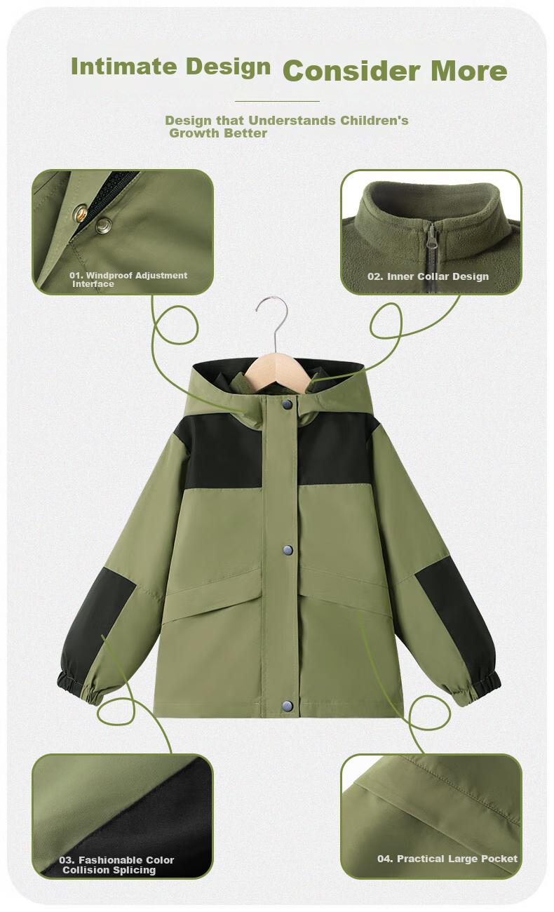 Baleno Children's Outdoor Jacket, Autumn And Winter 2026, Youth Outdoor Windproof And Waterproof Jacket, Three-In Fleece-Lined for Boys And Girls 15