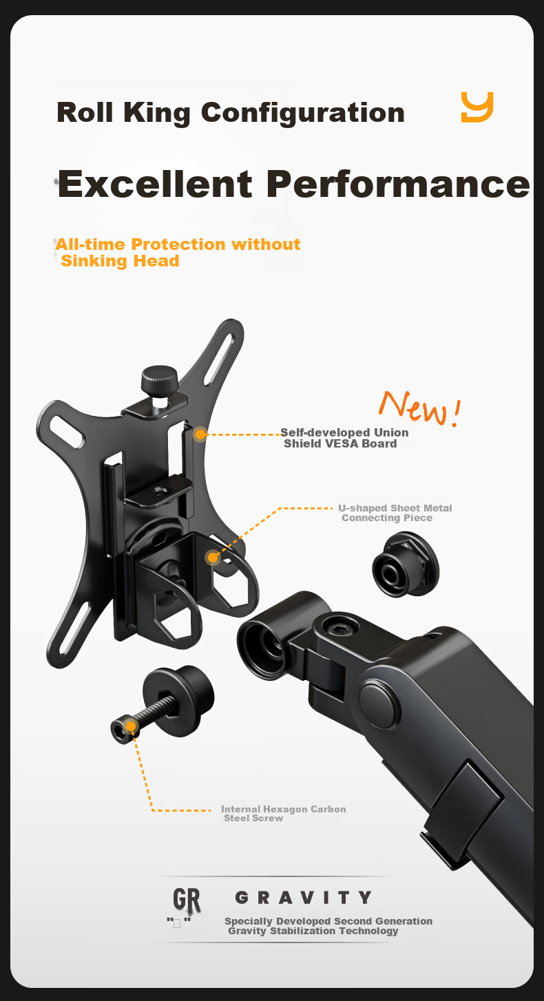 Brateck Beihu Laptop Stand, Monitor Stand Dual Screen, Computer Screen Multi-Screen Extension, Monitor Mechanical Arm One-To Computer Stand E500-2+APE40 6