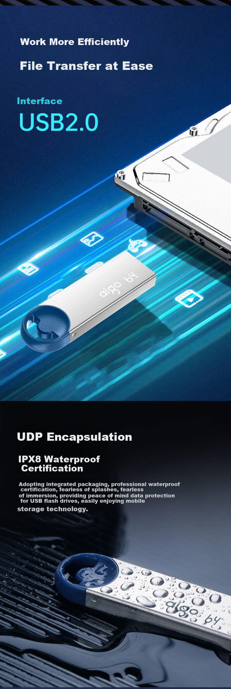 Aigo 16GB USB2.0 Flash Drive, U212 Silver, Metal Smile Office Series Flash Drive 2